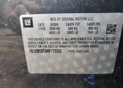 2017 Chevrolet Malibu Ls from USA, damaged, VIN 1G1ZB5ST9HF172292